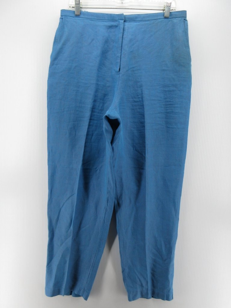 Eileen Fisher Pants Large Irish Linen Trousers Slit Minimalist Usa